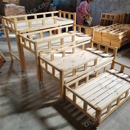 幼儿园床 实木儿童四层推拉床抽屉床带护栏 宝宝午睡床儿童家具