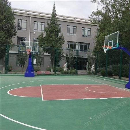现场施工各种晶康牌硅PU篮球场 塑胶场地 三层复合结构组合 硅PU运动场地
