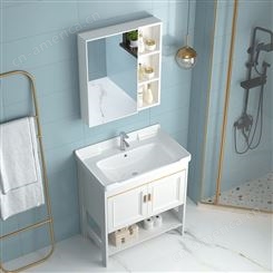 洗脸池一体柜落地式洗手盆柜组合太空铝小户型浴室柜洗漱台池简易