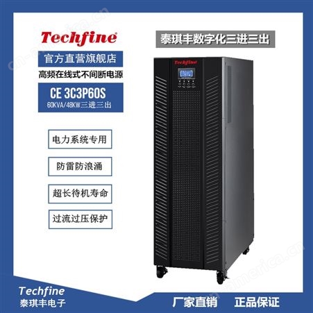 泰琪丰Techfine 60KVA/48KW三进三出UPS电源CE3C3P60SP塔式60K高频