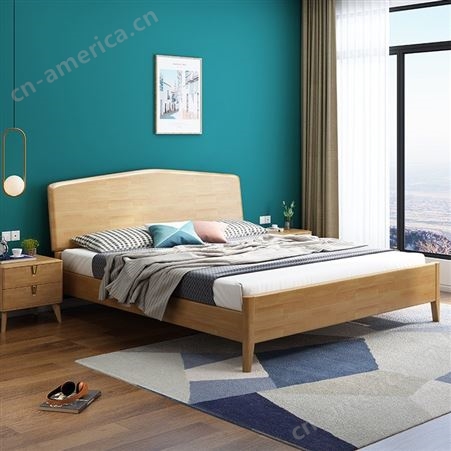 搏德森北欧橡胶木实木床1.8米1.5小户型样板间家具定制