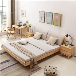 北欧家具批发橡胶木日式实木床1.51.8米双人床酒店公寓工程单定制