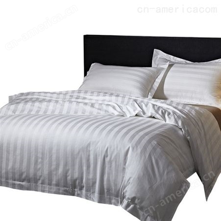 酒店布草床上用品 纯棉60支喷气贡缎床单被套枕套 